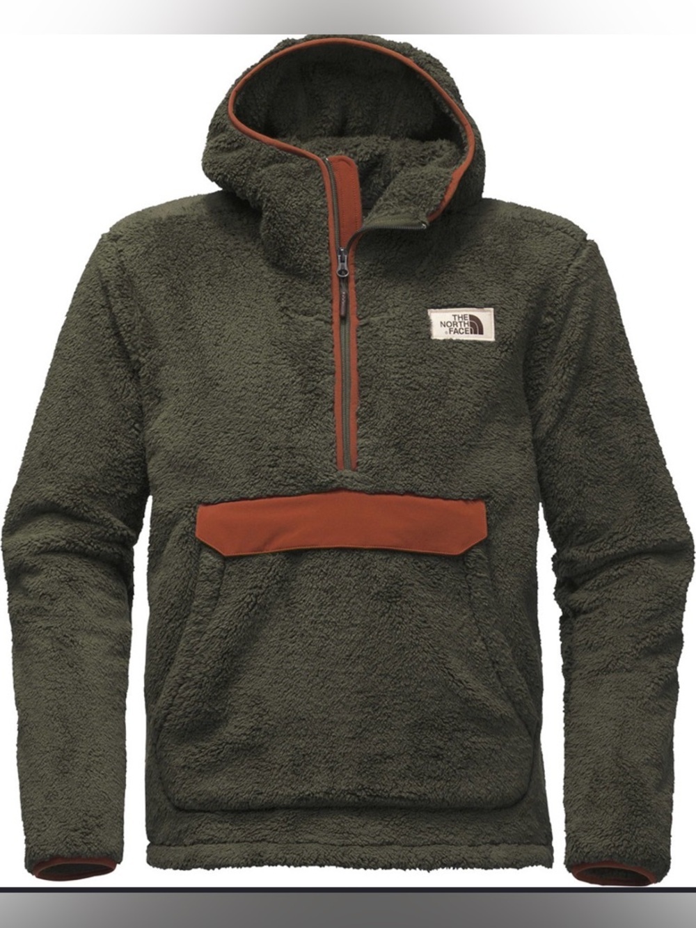 The North Face Campshire Sherpa Fleece Pullover Hoodie Olive Green Medium M